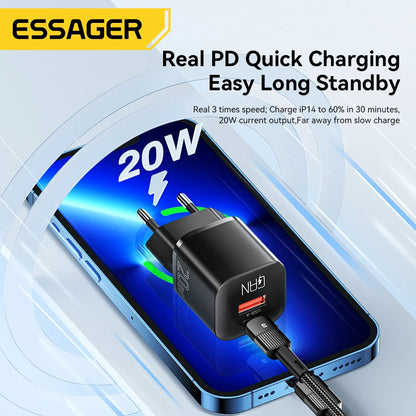 Essager 20W GaN USB Type C Charger - Fast Charge for Phones and Tablets ryshop