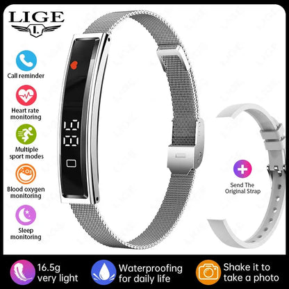 LIGE Smart Bracelet Heart Rate Blood Oxygen Health Monitor Pedometer Sports Fitness Tracker For Men Women Electronic Smartwatch