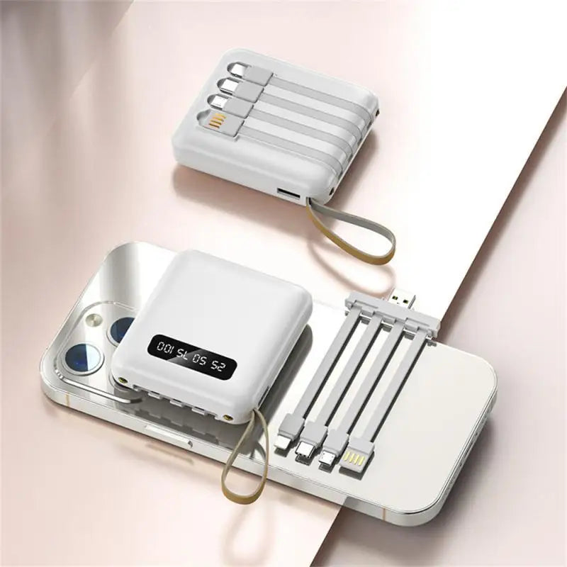 Mirror Screen Mini Fast Charge 20000mAh Power Bank with Built-In Cables ryshop