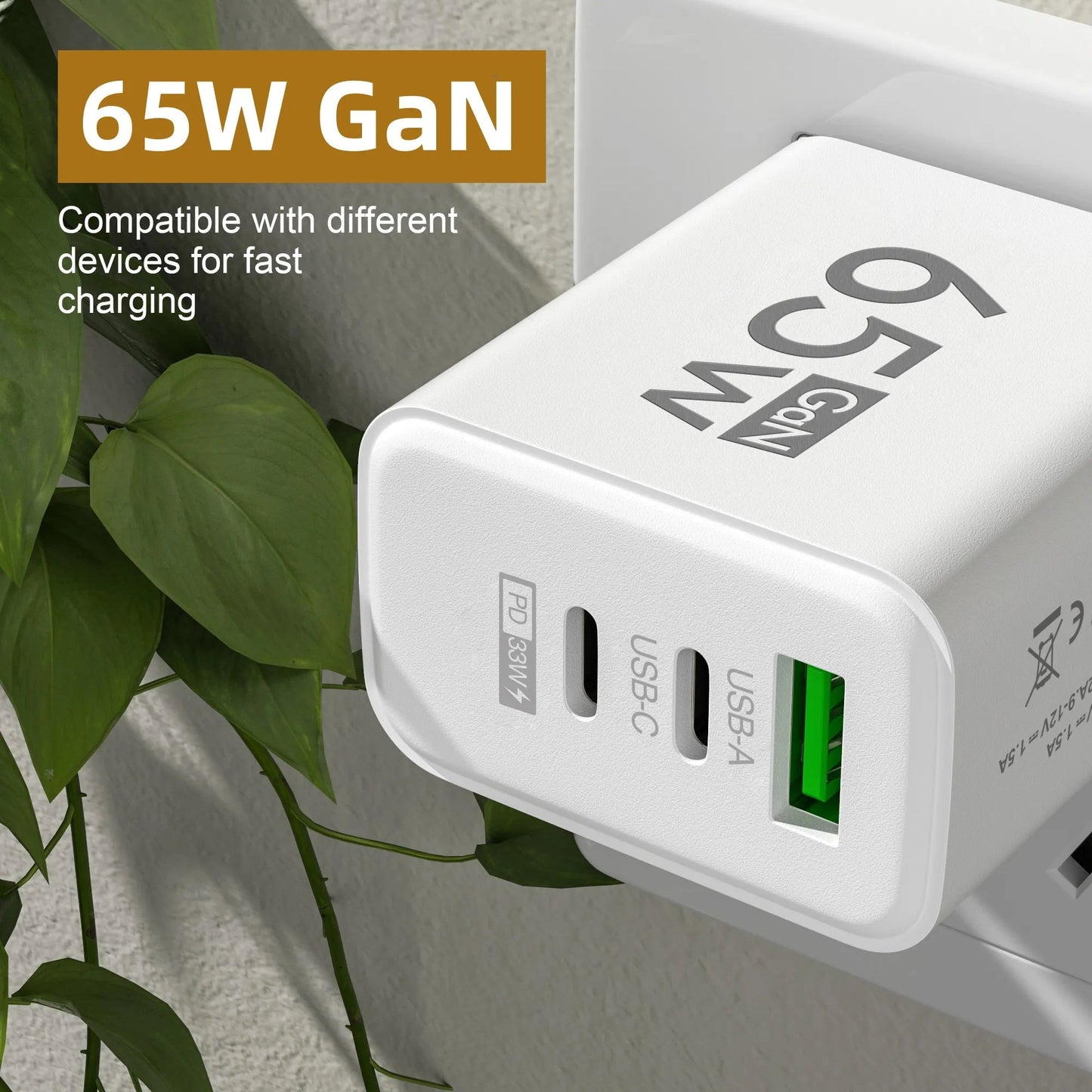 65W GaN USB Fast Charging Type C PD Charger ryshop