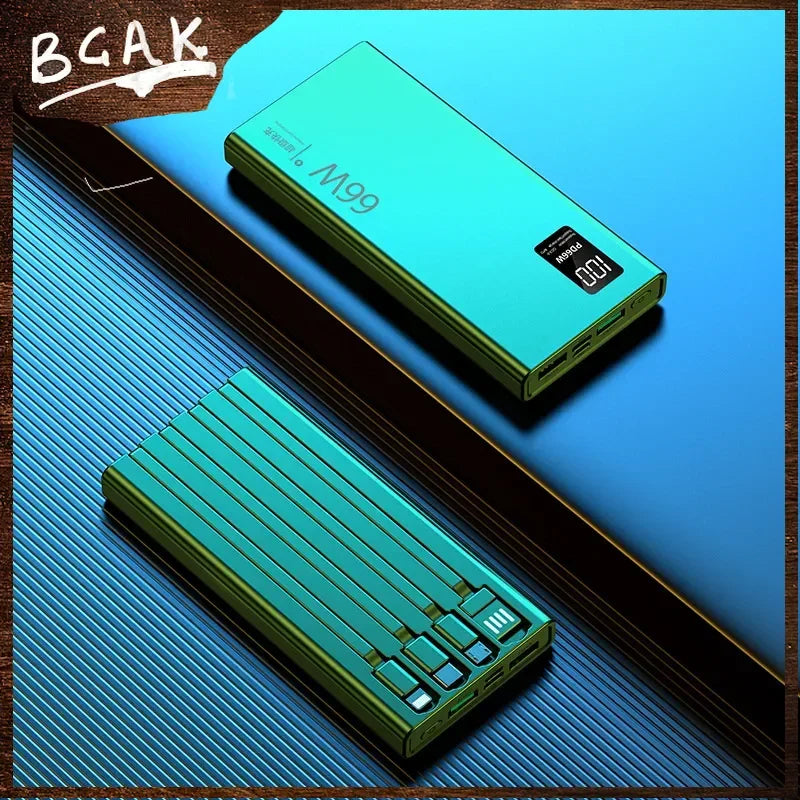 BCAK 30000mAh Fast Charging Power Bank with Built-in Cable ryshop