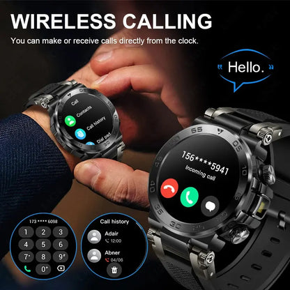 LIGE 1.53" HD Men Smart Watch With LED Flashlight Outdoor Sports IP68 Waterproof Fitness Tracker Bluetooth Call Smartwatch Man