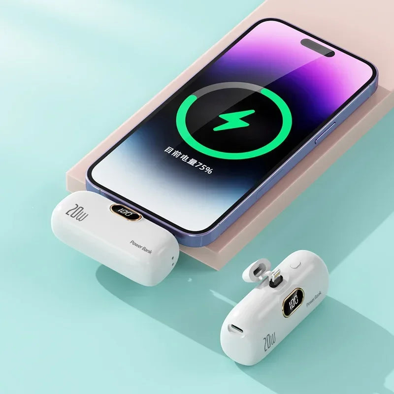 Mini 10000mAh Power Bank with Built Cable for Mobile Devices ryshop