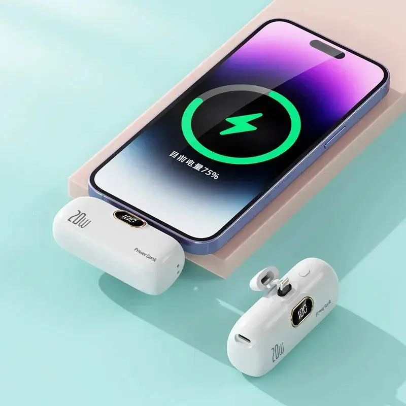 Mini 10000mAh Power Bank with Built Cable for Mobile Devices ryshop
