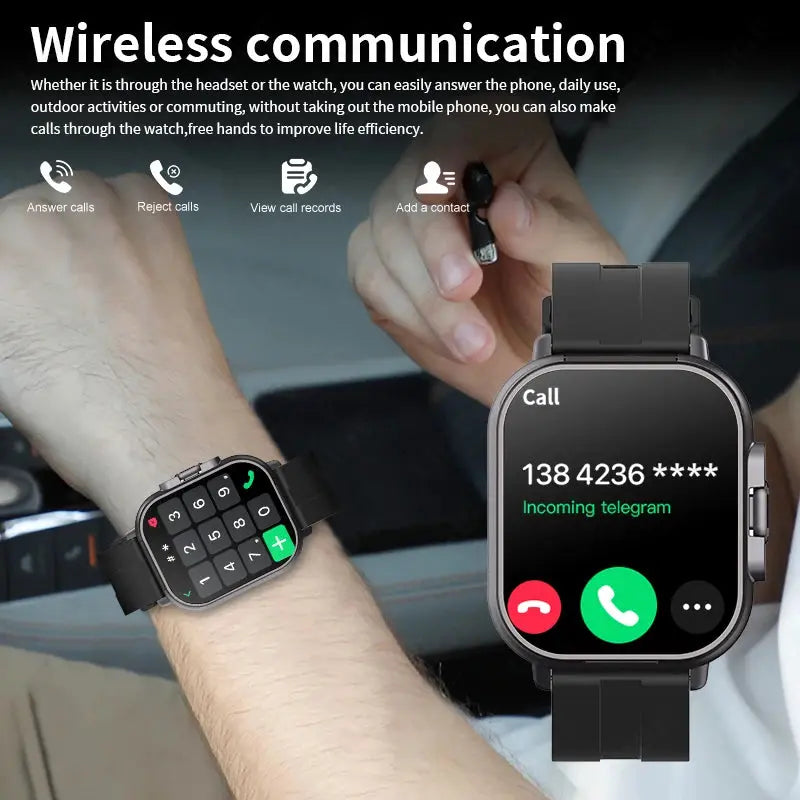 LIGE New 2 In 1 TWS Smart Watch With Earbuds Heart Rate NFC Bluetooth Call Music Play Sports Fitness Earphone Smartwatch Men