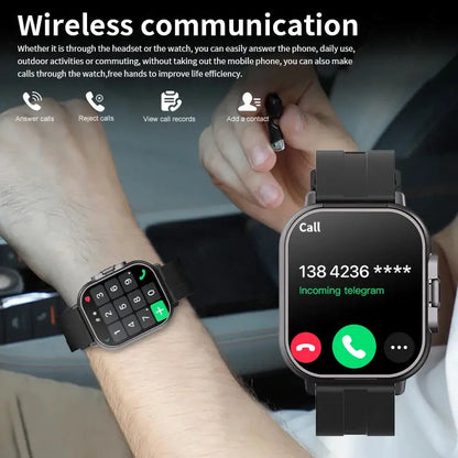 LIGE New 2 In 1 TWS Smart Watch With Earbuds Heart Rate NFC Bluetooth Call Music Play Sports Fitness Earphone Smartwatch Men