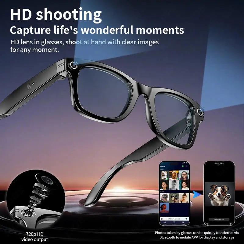 LIGE AI Smart Glasses 720P Camera Video Recorder Bluetooth Call 260mAh Battery Voice Assistant Control Sunglasses For Men Women ryshop