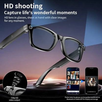 LIGE AI Smart Glasses 720P Camera Video Recorder Bluetooth Call 260mAh Battery Voice Assistant Control Sunglasses For Men Women
