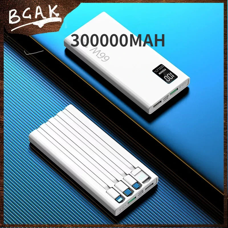 BCAK 30000mAh Fast Charging Power Bank with Built-in Cable ryshop