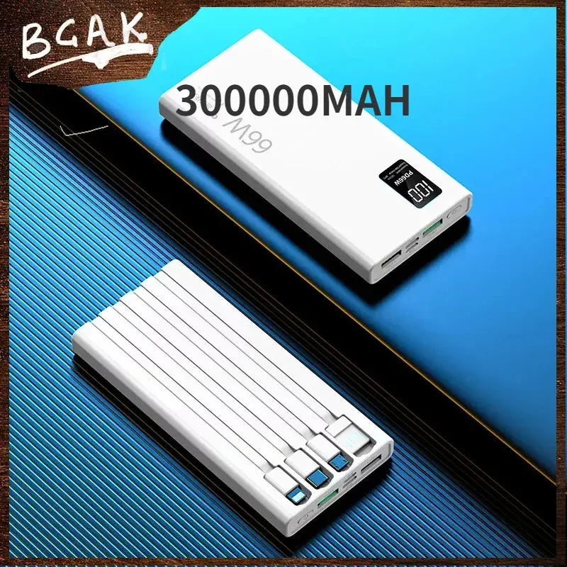 BCAK 30000mAh Fast Charging Power Bank with Built-in Cable ryshop