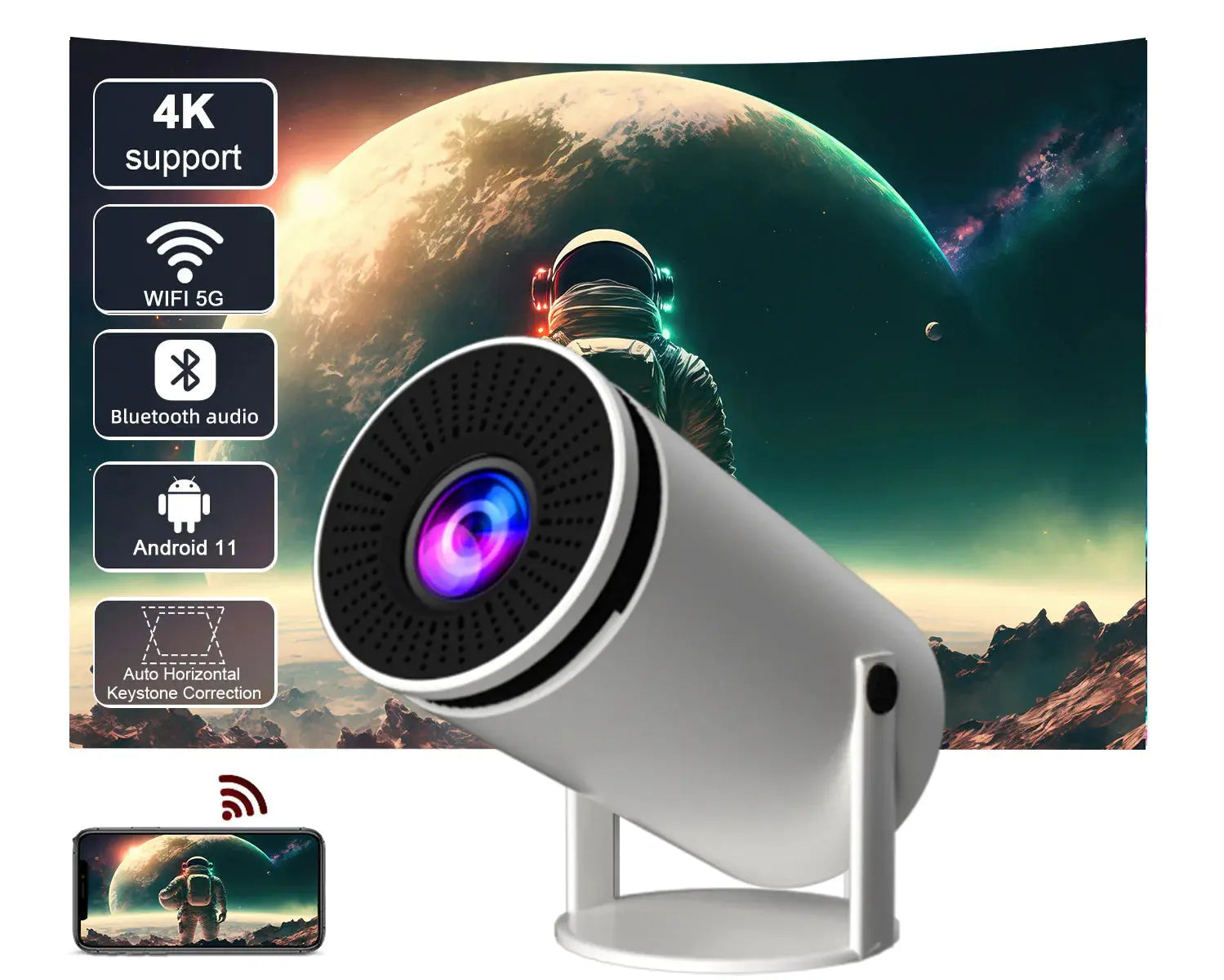 BarrelSmart HD Home Projector ryshop